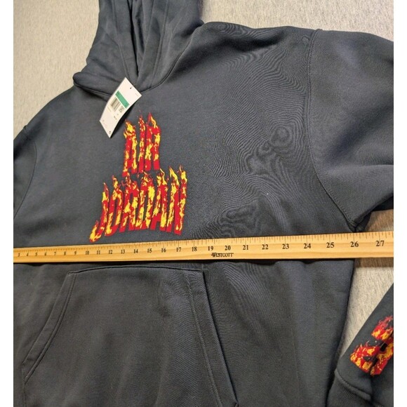 New Nike AJ5 Fire Graphic Fleece Pullover Mens Hoodie IQ6967-010 Sz XL - Picture 7 of 8